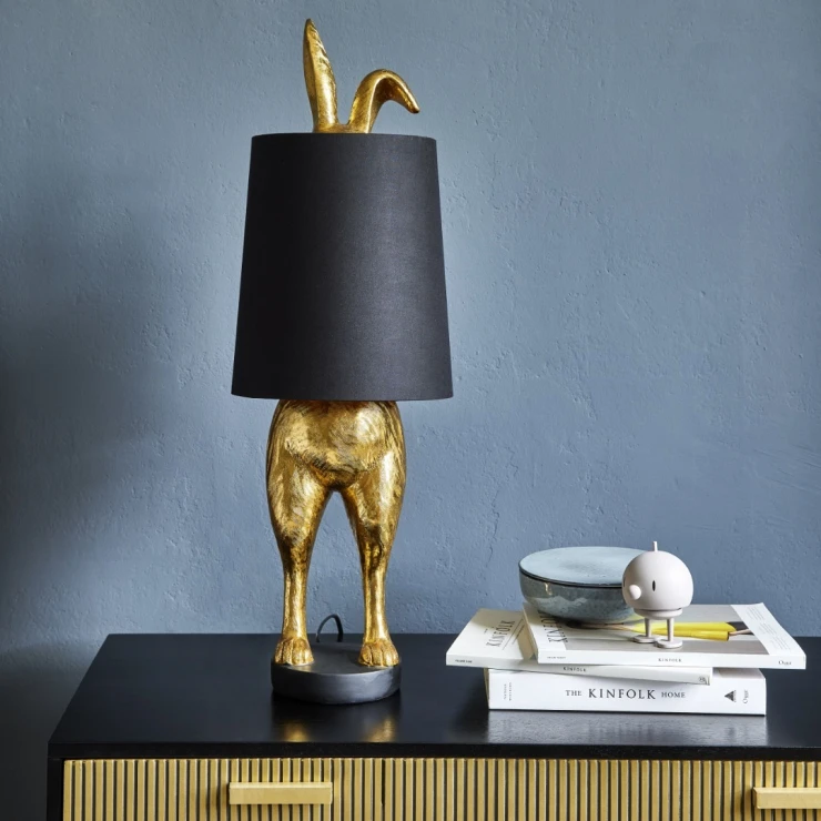 Werner Voss Bordlampe Hiding Bunny Sort, Guld Blank-1