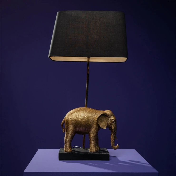 Werner Voss Bordlampe Elefant Urban Jungle Sort, Guld Blank-0