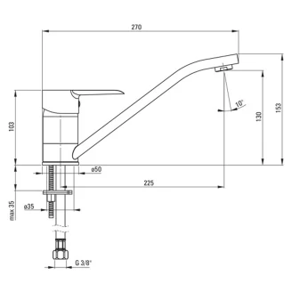 Køkkenarmatur Corio Krom Blank-2