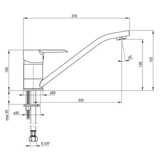 Køkkenarmatur med Eco Aerator Corio Krom Blank-2