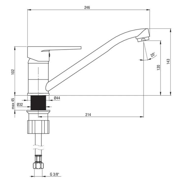 Køkkenarmatur Tubo Krom Blank-1