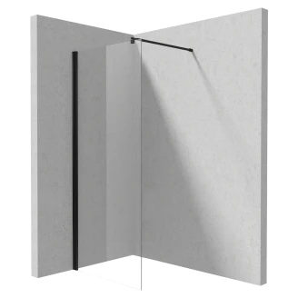 Brusehjørne med Hængslet Brusedør <strong>Kerria Plus</strong>  90 + 80 cm Sort Mat