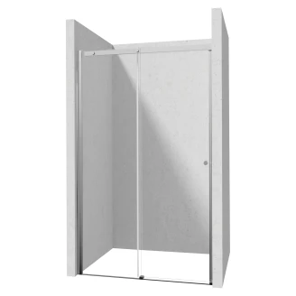 Brusehjørne med Bruseskydedør <strong>Kerria Plus</strong>  130 + 90 cm Krom Blank