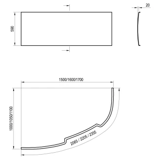 Ravak Panel Wave Venstre Hvid 150 cm-2