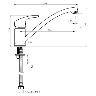 Køkkenarmatur Quint Krom Blank-2