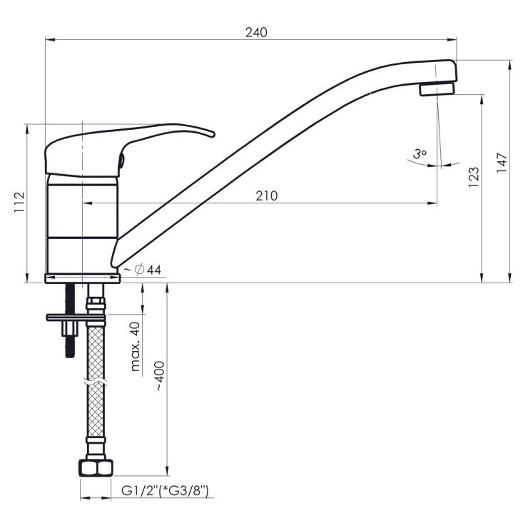 Køkkenarmatur Eon Krom Blank-1