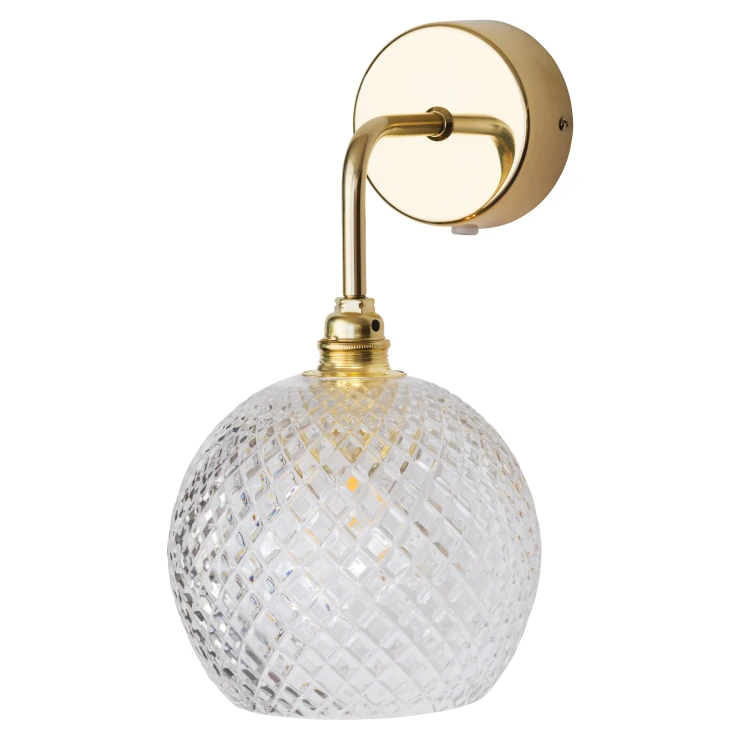 Ebb & Flow Væglampe Rowan Crystal Liten Rutig Transparent, Guld-0