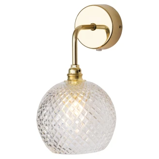 Ebb & Flow Væglampe Rowan Crystal Liten Rutig Transparent, Guld-2