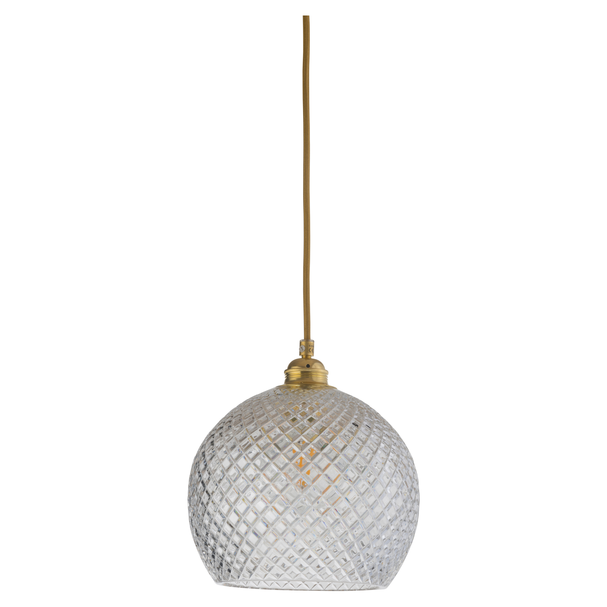 Ebb & Flow Hængelampe M Rowan Crystal Liten Rutig Transparent, Guld