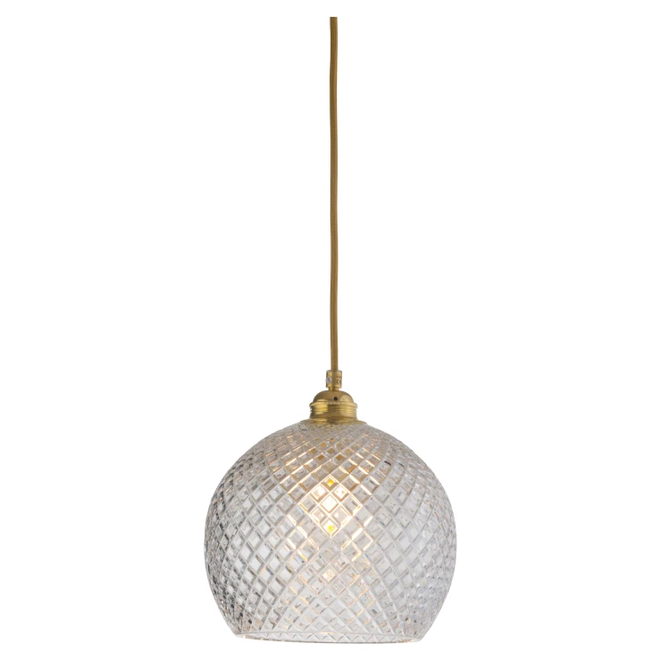 Ebb & Flow Hængelampe M Rowan Crystal Liten Rutig Transparent, Guld-1