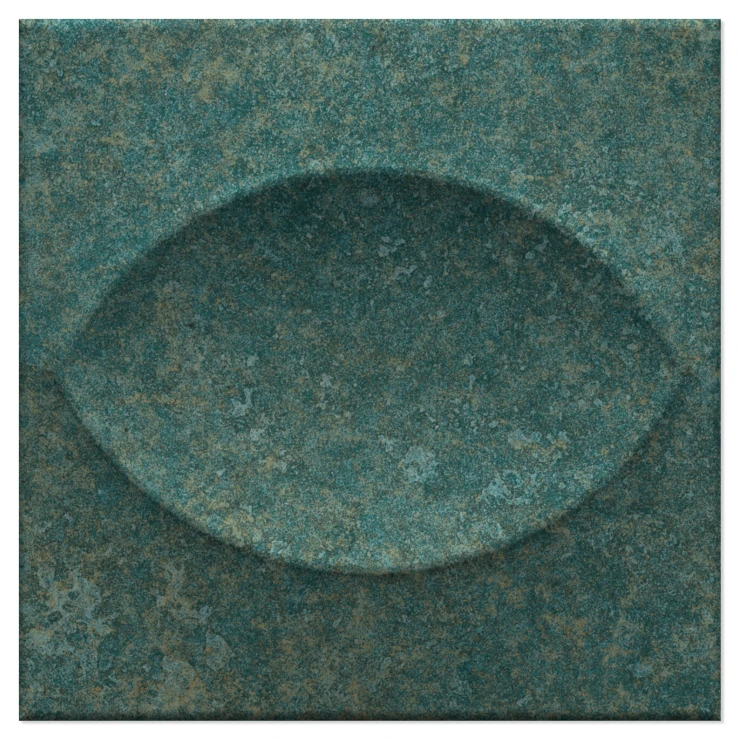 Vægflise Orbital Blågrøn Mat-Relief 15x15 cm-1