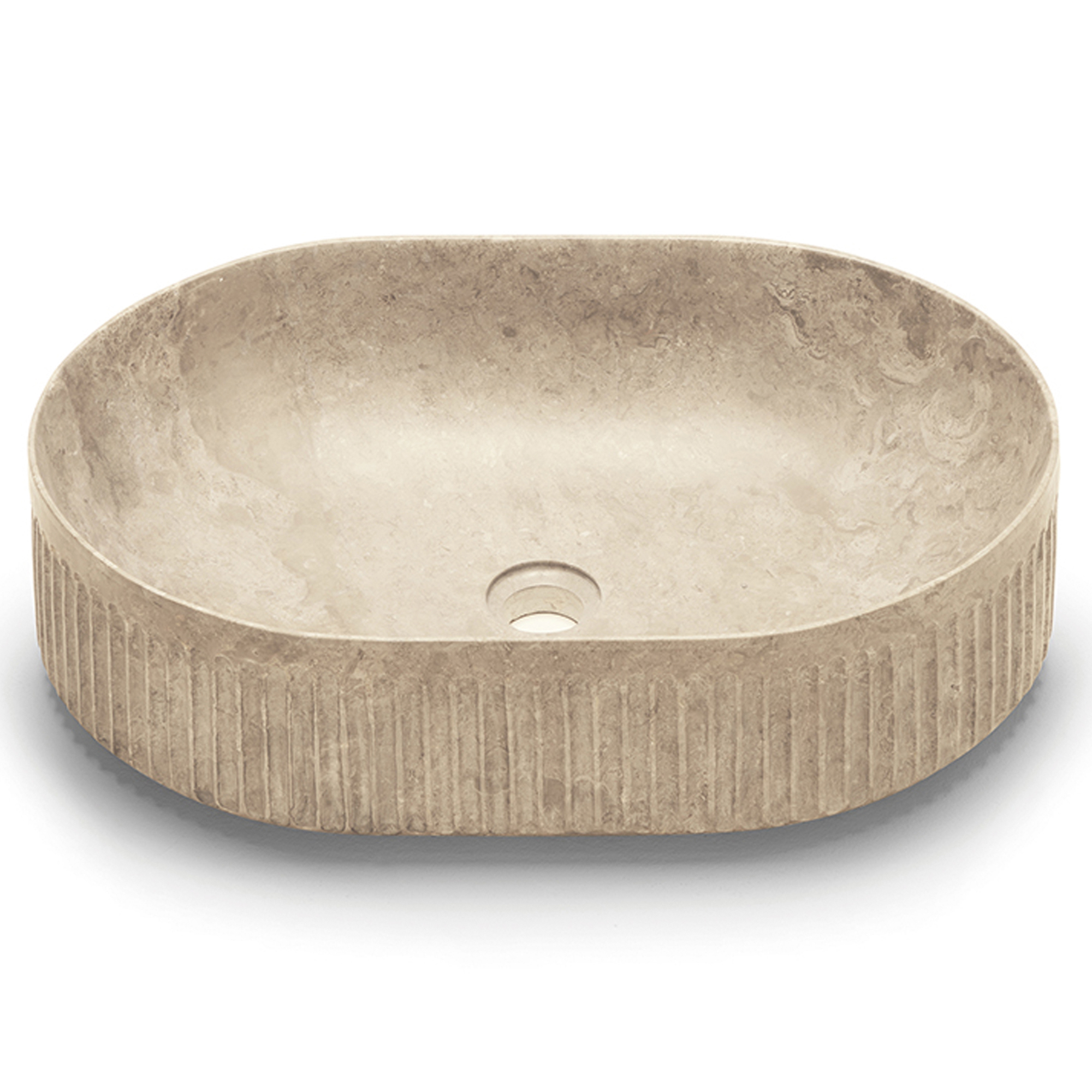 Bathco Håndvask Stone Striae Oval Beige 58x38 cm