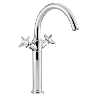 Håndvaskarmatur med To Håndtag <strong>Temisto</strong>  Krom Glat 37.3 cm