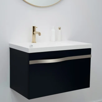 Håndvaskskab <strong>Leon</strong>  Sort Mat 70 cm med Vask Hvid Blank & Krom Håndtag