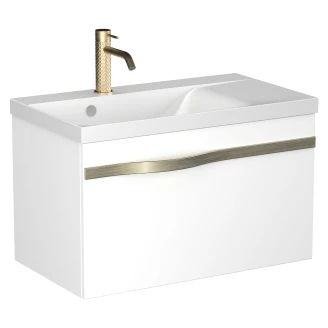 Håndvaskskab <strong>Leon</strong>  Hvid Blank 70 cm med Vask Hvid Blank & Krom Håndtag