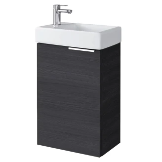 Komplet Badeværelsesmøbel <strong>Kub</strong>  Sort Mat med Vask 40 cm & Spejl