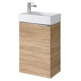 Komplet Badeværelsesmøbel <strong>Kub</strong>  Trä Sonoma Oak Mat med Vask 40 cm & Spejl