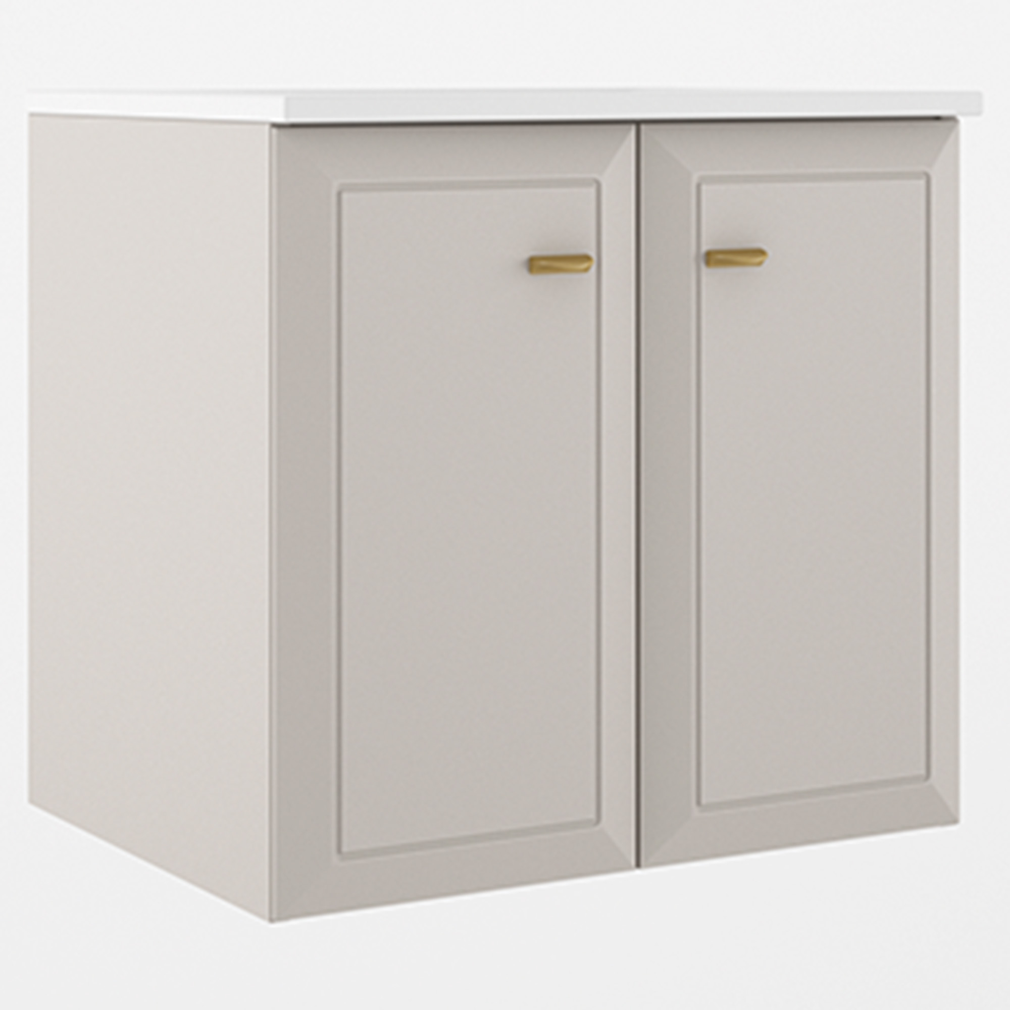 Håndvaskskab Gold Tandem Beige Mat 60 cm med To Døre med Vask Hvid Blank