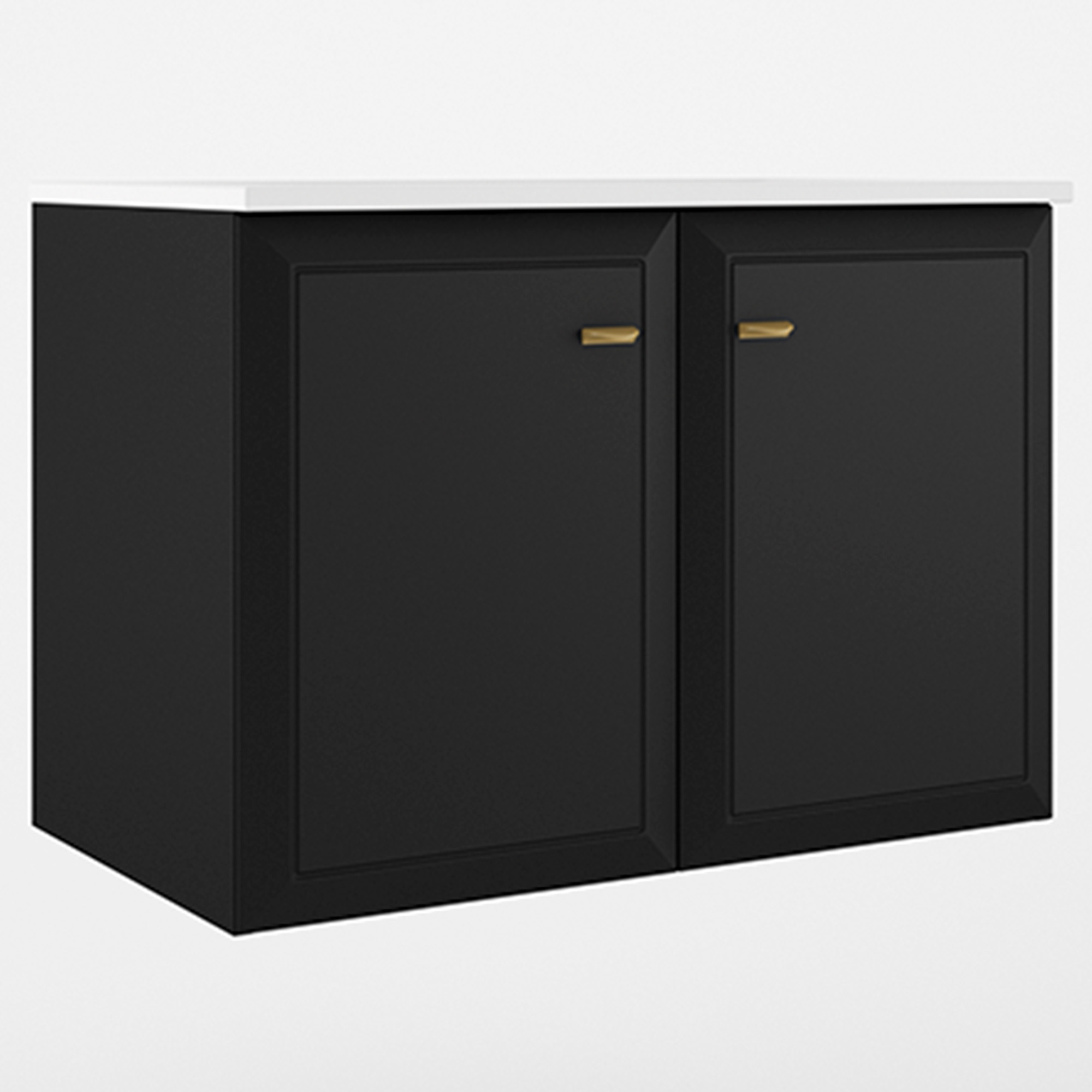 Underskab Gold Tandem Sort Mat 80 cm med To Døre med Vask Hvid Blank