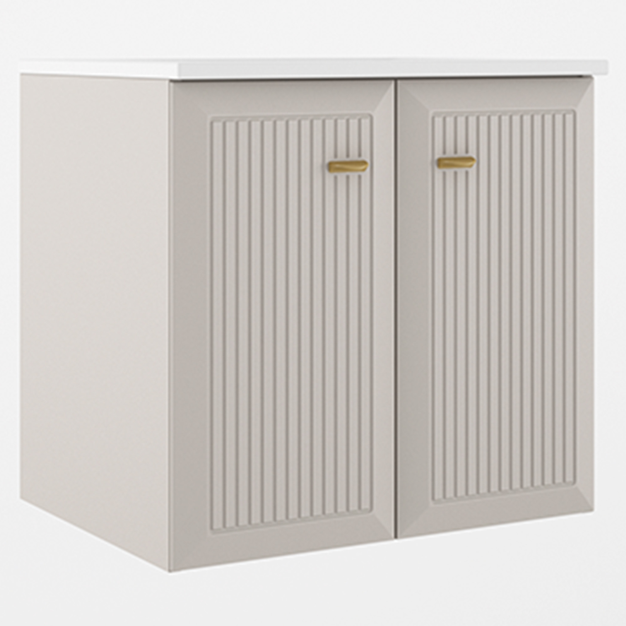 Håndvaskskab Gold Tandem Beige-Stribet  Mat 60 cm med To Døre med Vask Hvid Blank