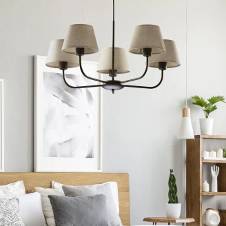 Hængende Lampe <strong>Lennox</strong>  Hør Mat 5 stk