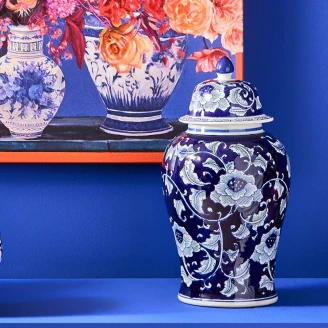 Werner Voss Vase med Låg Daan Blå Blank