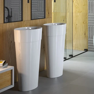 Håndlavet Håndvask Viento Hvid Mat 84 cm med Hvid Pop-up Bundventil