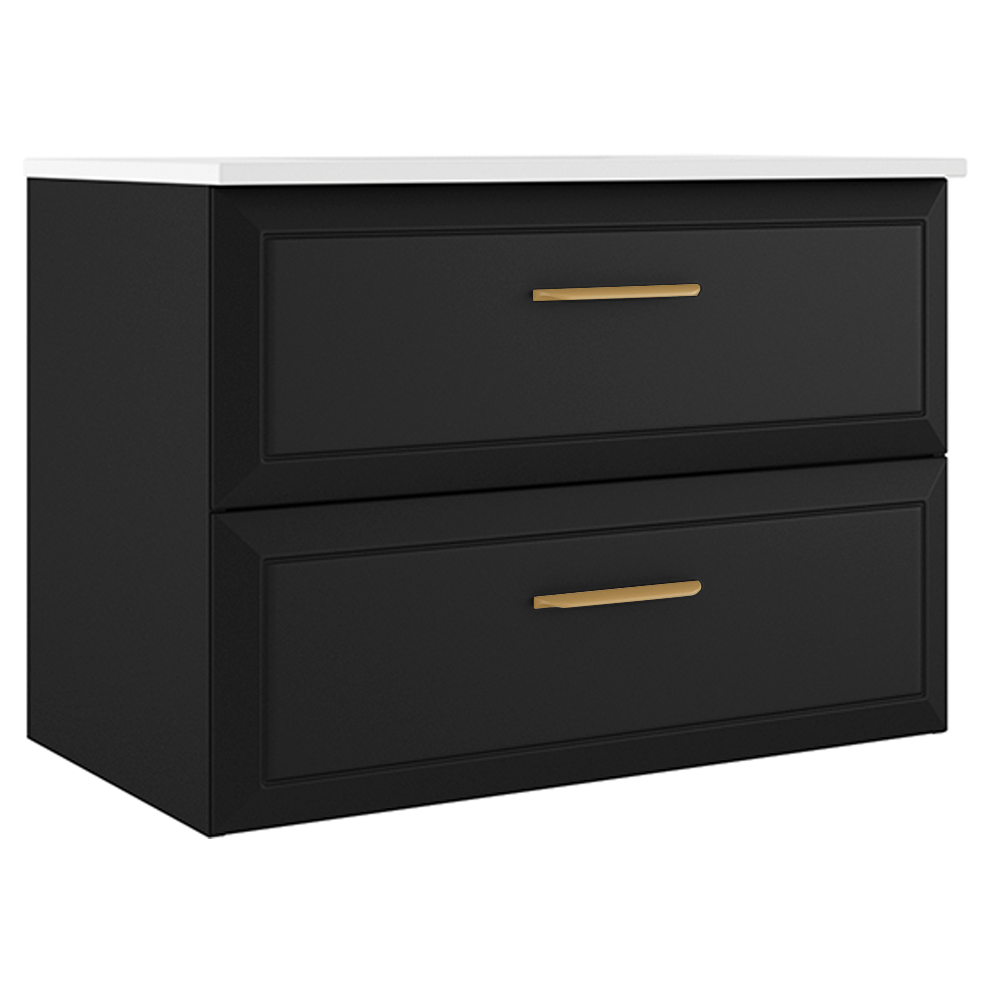 Underskab Gold Tandem Sort Mat 80 cm med Vask Hvid Blank