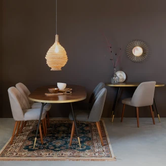 Spisebord Yulin Brun, Guld Oval 90x180 cm