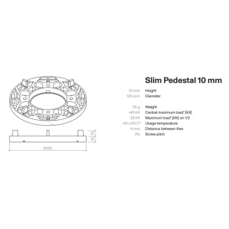 Fast piedestalfødder Slim, 10 mm