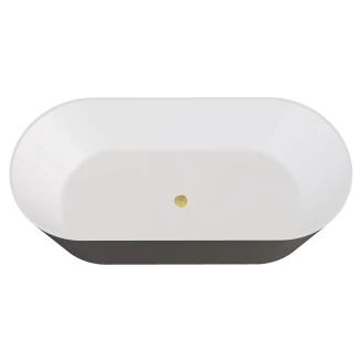 Badekar <strong>Linna</strong>  Sort Blank 160 cm med Guld Pop-up Bundventil