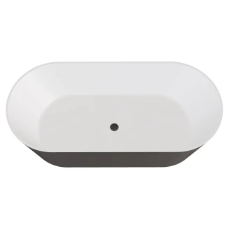 Badekar <strong>Linna</strong>  Sort Blank 160 cm med Grå Pop-up Bundventil