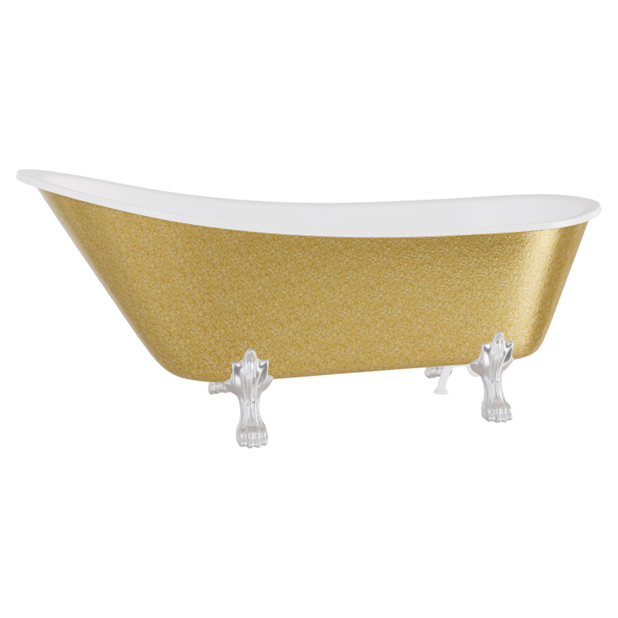 Badekar Royal Elegance Guld Blank 160 cm med Krom Lejonfødder & Badeafløb