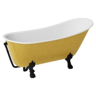 Badekar <strong>Royal Elegance</strong>  Guld Blank 160 cm med Sort Lejonfødder & Badeafløb