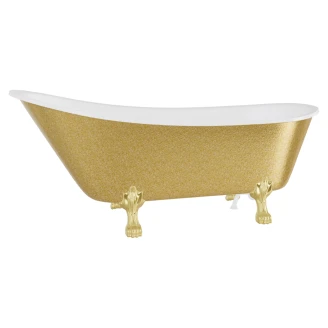 Badekar <strong>Royal Elegance</strong>  Guld Blank 160 cm med Guld Lejonfødder & Badeafløb