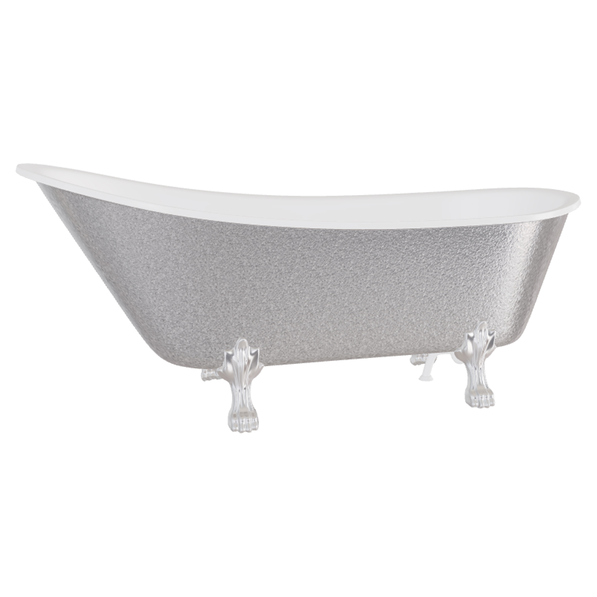 Badekar Royal Elegance Sølv Blank 160 cm med Krom Lejonfødder & Badeafløb