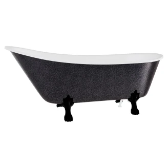 Badekar <strong>Royal Elegance</strong>  Grafit Blank 160 cm med Sort Lejonfødder & Badeafløb