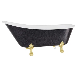 Badekar <strong>Royal Elegance</strong>  Grafit Blank 160 cm med Guld Lejonfødder & Badeafløb