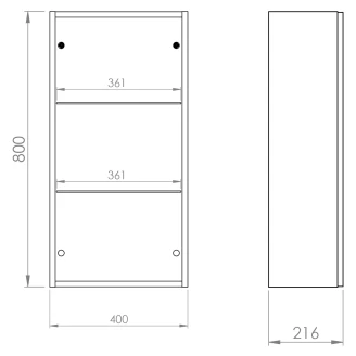 Højskab <strong>Unity</strong>  Sort Blank 40x21.6x80 cm