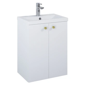 Håndvaskskab <strong>Minimal</strong>  Hvid 50 cm med To Døre & Håndtereen Guld, Vask