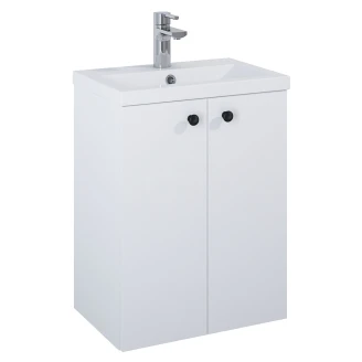 Håndvaskskab <strong>Minimal</strong>  Hvid 50 cm med To Døre & Håndtereen Sort, Vask