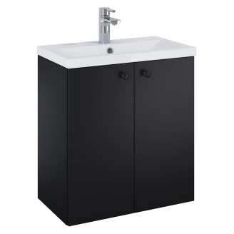 Håndvaskskab <strong>Minimal</strong>  Sort 60 cm med To Døre & Håndtereen Sort, Vask
