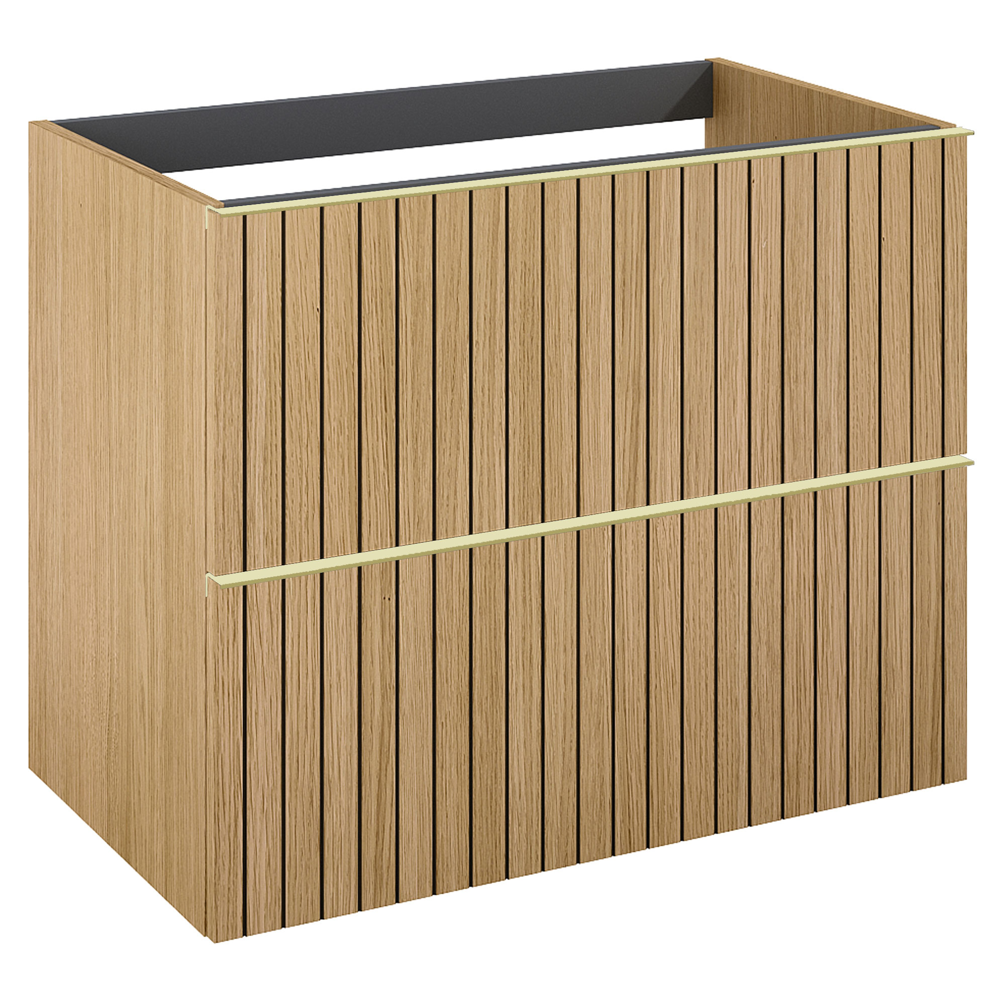 Håndvaskskab Haiku Eg Træ Mat 80 cm med Håndtag Guld