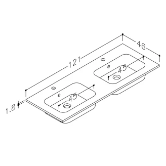 Dobbelt Håndvask <strong>Elide</strong>  Hvid Blank 120 cm