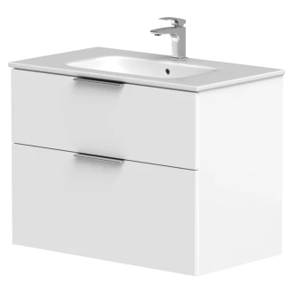 Håndvaskskab <strong>Velira</strong>  Hvid Mat 80 cm med Vask Hvid & Håndtag Krom
