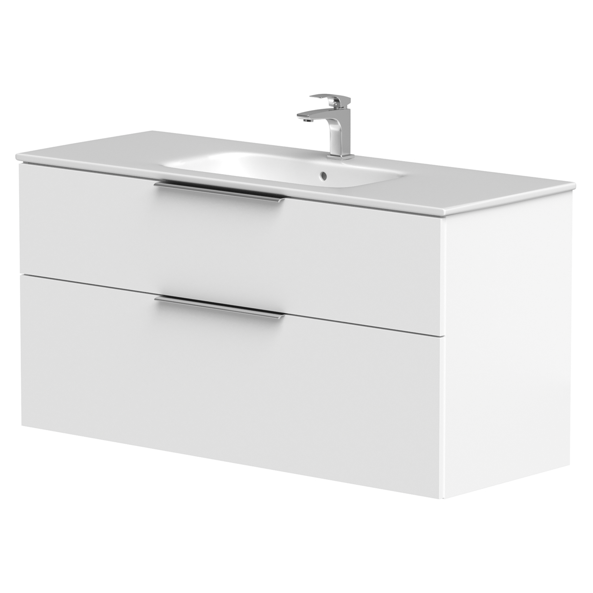 Håndvaskskab Velira Hvid Mat 120 cm med Vask Hvid & Håndtag Krom