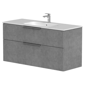 Håndvaskskab <strong>Velira</strong>  Beton Mat 120 cm med Vask Hvid & Håndtag Krom