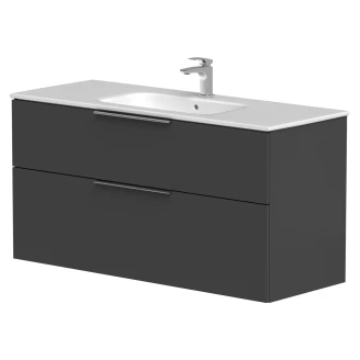 Håndvaskskab <strong>Velira</strong>  Grafit Mat 120 cm med Vask Hvid & Håndtag Krom