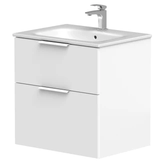 Håndvaskskab <strong>Velira</strong>  Hvid Mat 60 cm med Vask Hvid & Håndtag Hvid