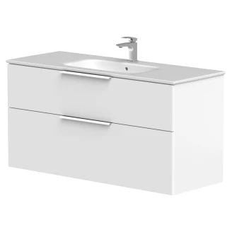 Håndvaskskab <strong>Velira</strong>  Hvid Mat 120 cm med Vask Hvid & Håndtag Hvid